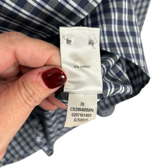 Calibrate Dress Shirt Mens 17.5 34/35 Non Iron Trim Fit Blue Check Button Up - Picture 6 of 10
